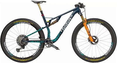 Превью  Велосипед WILIER Urta Max SLR GX AXS 1x12 Fox 34 SC FS Miche K4 Тёмно-синий/Зелёный (2026)